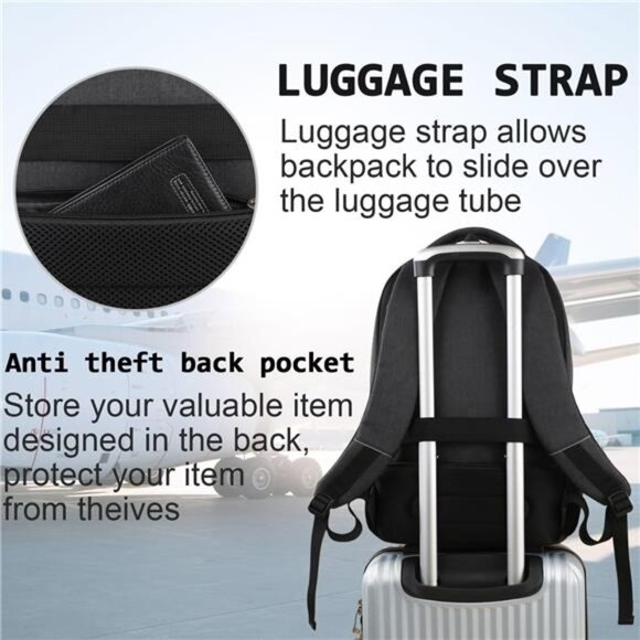 Laptop Backpack,Business Travel Anti Theft Slim Durable Laptops Backpack - Picture 6 of 7
